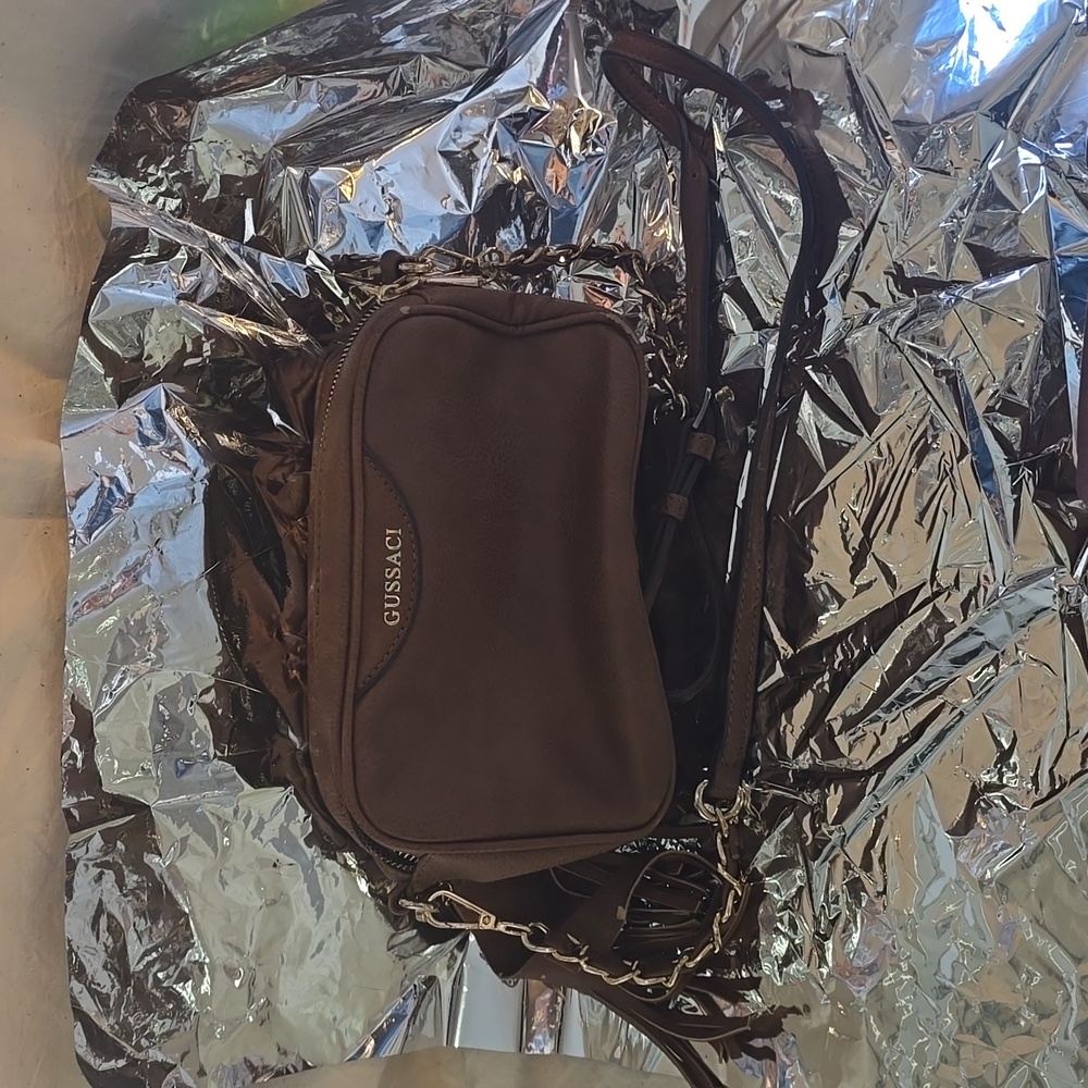 Gussaci tan color crossbody handbag